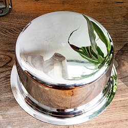 取っ手のないインドの鍋　バゴーナー　パティラ 容量：3L程度 外径：約23cm ステンレス製 - サブ4