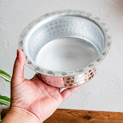 【約1L程度】 取っ手のない独特のインド鍋　バゴーナー　パティラ アルミ製 - サブ5