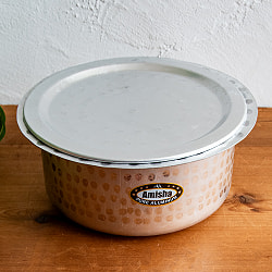 【約2.7L程度】 取っ手のない独特のインド鍋　バゴーナー　パティラ アルミ製 - サブ2