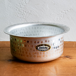 【約2.7L程度】 取っ手のない独特のインド鍋　バゴーナー　パティラ アルミ製 - サブ3