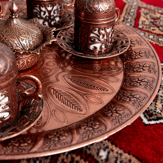 【全3色】魅惑なトルコのコーヒー　ティーセット　カップ6個 10 - トレイです。アラブな模様が美しい。