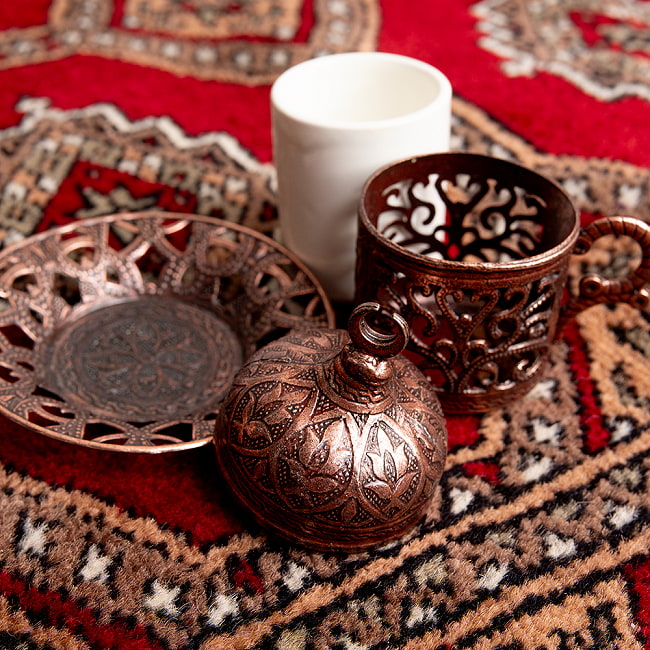 【全3色】魅惑なトルコのコーヒー　ティーセット　カップ6個 4 - カップはこのように分解できます。