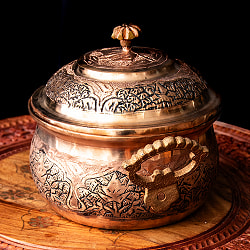 カシミールの重厚な精細彫金 取っ手付きポット - サブ5