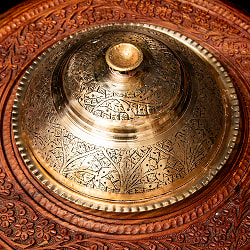 カシミールの重厚な精細彫金 カバリングプレート 豪華な蓋付きお皿 直径22.5cm程度 - サブ3