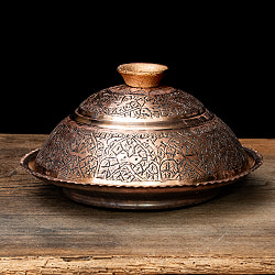 カシミールの重厚な精細彫金 カバリングプレート 豪華な蓋付きお皿 直径22cm程度 - サブ2