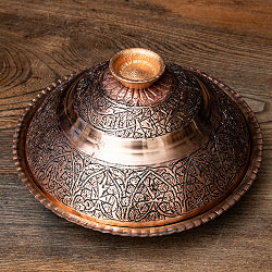 カシミールの重厚な精細彫金 カバリングプレート 豪華な蓋付きお皿 直径22cm程度 - サブ3