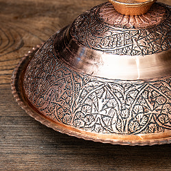 カシミールの重厚な精細彫金 カバリングプレート 豪華な蓋付きお皿 直径22cm程度 - サブ5