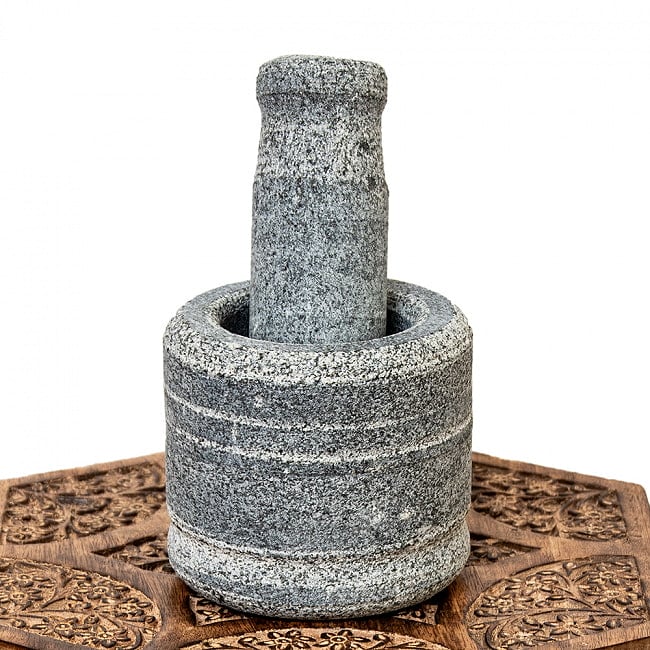 南インド様式 伝統の 石製マサラ潰し Ammikallu 6 - 1：11x9cm　2.7kg