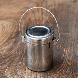 【ハンドル付き！】ステンレスのミニマサラケース・小物入れ 高さ：6.8cm程度 - サブ3