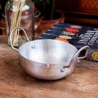 インド鍋 アルミニウム 調理用カダイ【直径:約16.5cm 約1100ml】