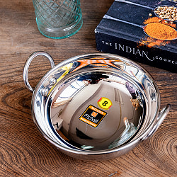 高級ステンレスカダイ〔No.8〕 （直径：約14.8cm 約500ml） 厚みのあるずっしりとした作り　プレミアムレンジ[装飾持ち手付]サービングパン　食器・お皿 - サブ3