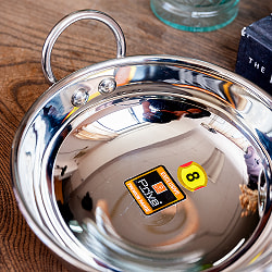 高級ステンレスカダイ〔No.8〕 （直径：約14.8cm 約500ml） 厚みのあるずっしりとした作り　プレミアムレンジ[装飾持ち手付]サービングパン　食器・お皿 - サブ4