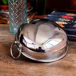 高級ステンレスカダイ〔No.9〕 （直径：約16.7cm 約800ml） 厚みのあるずっしりとした作り　プレミアムレンジ[装飾持ち手付]サービングパン　食器・お皿 - サブ5