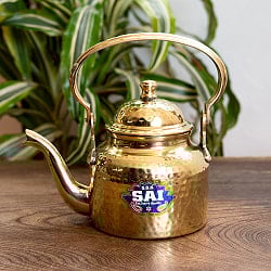 インドの豪華絢爛 ブラスケトル やかん ティーポット  約500ml - サブ2