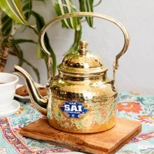 インドの豪華絢爛 ブラスケトル やかん ティーポット 約500ml