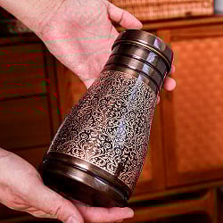 アーユルヴェーダ 高級銅製コップ付き水差し　ダマスク柄が美しい　ウォーターカラフェ　ピッチャー　冠水瓶〔約1000ml〕 - サブ2