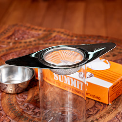 受け皿付き　ティーストレーナー　インドのレトロデザイン　チャイ用の茶こし器　紅茶や緑茶　ハーブティー - サブ4