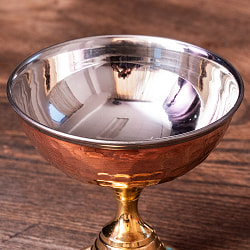 インドの高級ホテル気分 アイスクリーム ＆ デザートカップ ブラス脚と銅の槌目模様が美しい - サブ4