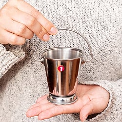 〔No.1〕ステンレス製　取っ手付きバケツ型　ソースポット　チャトニサーバー　ディップソース　約150ml - サブ2