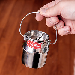 〔約150ml〕取っ手付き　かわいいフォルムのギーポット　ミルク缶　ミルクポット　ステンレス製 - サブ2