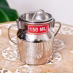 〔約150ml〕取っ手付き　かわいいフォルムのギーポット　ミルク缶　ミルクポット　ステンレス製 - サブ3