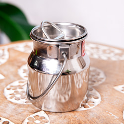 〔約150ml〕取っ手付き　かわいいフォルムのギーポット　ミルク缶　ミルクポット　ステンレス製 - サブ4