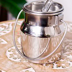 〔約150ml〕取っ手付き　かわいいフォルムのギーポット　ミルク缶　ミルクポット　ステンレス製 - サブ5