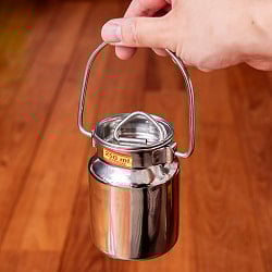 〔約250ml〕取っ手付き　かわいいフォルムのギーポット　ミルク缶　ミルクポット　ステンレス製 - サブ2