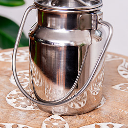 〔約250ml〕取っ手付き　かわいいフォルムのギーポット　ミルク缶　ミルクポット　ステンレス製 - サブ5