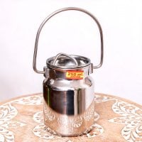 〔約250ml〕取っ手付き かわいいフォルムのギーポット ミルク缶 ミルクポット ステンレス製