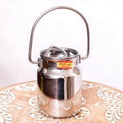 〔約250ml〕取っ手付き かわいいフォルムのギーポット ミルク缶 ミルクポット ステンレス製