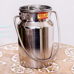 〔約500ml〕取っ手付き　かわいいフォルムのギーポット　ミルク缶　ミルクポット　ステンレス製 - サブ3