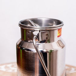 〔約500ml〕取っ手付き　かわいいフォルムのギーポット　ミルク缶　ミルクポット　ステンレス製 - サブ4