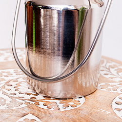 〔約500ml〕取っ手付き　かわいいフォルムのギーポット　ミルク缶　ミルクポット　ステンレス製 - サブ5