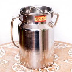 〔約500ml〕取っ手付き かわいいフォルムのギーポット ミルク缶 ミルクポット ステンレス製