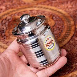 〔約150ml〕レードル付き　シュガーポット　ギーポット　レトロな形にモダンな風合いが魅力　ステンレス製 - サブ2