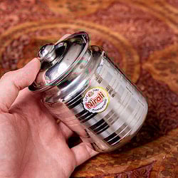 〔約300ml〕レードル付き　シュガーポット　ギーポット　レトロな形にモダンな風合いが魅力　ステンレス製 - サブ2