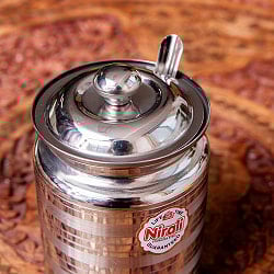 〔約300ml〕レードル付き　シュガーポット　ギーポット　レトロな形にモダンな風合いが魅力　ステンレス製 - サブ4