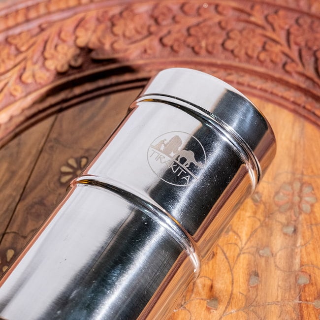 南インド式・フィルターコーヒーメーカー　ステンレス製　コーヒーフィルター〔約16.5cm×約6.8cm〕マドラスコーヒー　美味しいフィルターコーヒー　南インドコーヒー作りへ 11 - こちらロゴ付きタイプです