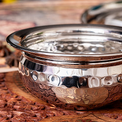 美しい槌目仕上げ　ステンレス・ハンディ　1人分カレーなどへ〔約12.7cm×約5.5cm 約400ml〕 - サブ2