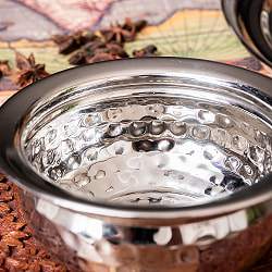 美しい槌目仕上げ　ステンレス・ハンディ　1人分カレーなどへ〔約12.7cm×約5.5cm 約400ml〕 - サブ4