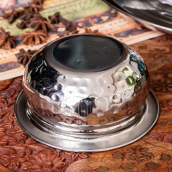 美しい槌目仕上げ　ステンレス・ハンディ　1人分カレーなどへ〔約12.7cm×約5.5cm 約400ml〕 - サブ5