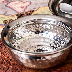 美しい槌目仕上げ　ステンレス・ハンディ　2人分カレー　ビリヤニなどへ〔約14.3cm×約6.3cm 約600ml〕 - サブ4