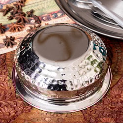 美しい槌目仕上げ　ステンレス・ハンディ　　3人分カレー　ビリヤニなどへ〔約16cm×約6.6cm 約800ml〕 - サブ5