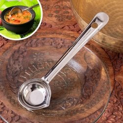 インドのラッサム用レードル 注ぎ口付き スープやカレーの取り分けに便利 ステンレス製 サーバーレードル〔約15.5cm〕(ID-TBLWR-1467)
