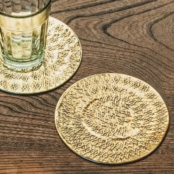 ムスリム職人の手仕事が息づく ブラスコースター 網目仕上げ