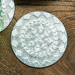 ムスリム職人の手仕事が息づく アルミコースター ハートフラワー - サブ2