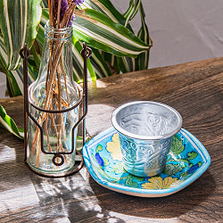 ムスリム職人の手仕事が息づく 薄彫り チャイカップ ショットグラス 高さ5.5cm程度 - サブ2