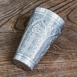 ムスリム職人の手仕事が息づく 薄彫り ラッシーグラス 高さ13.5cm程度 - サブ4