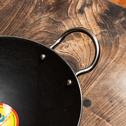 インドの屋台用鉄製カダイ（インド鍋　鉄鍋） - 直径約21cm 2〜3人前 - サブ3